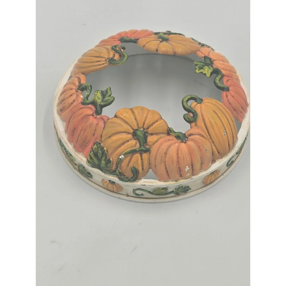Yankee Candle Pumpkin Jar Topper Metal Candle Shade Fall Harvest Orange